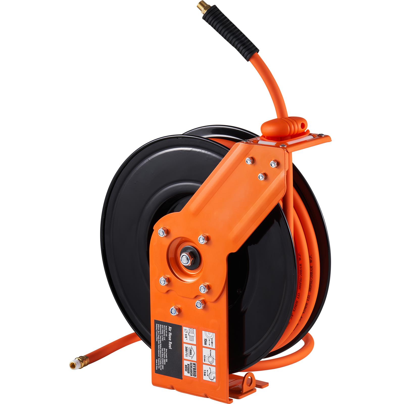 Air Compressor Air Hose 3/8 Hybrid 50Ft - Retractable Air Hose Reel 3/8 IN