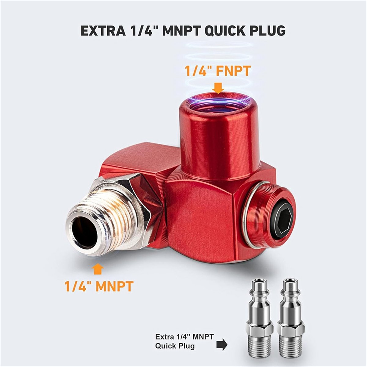 Swivel Air Hose Fitting Quick Connect 1/4 - AT16 2-Packs 1/4 Inch NPT 360