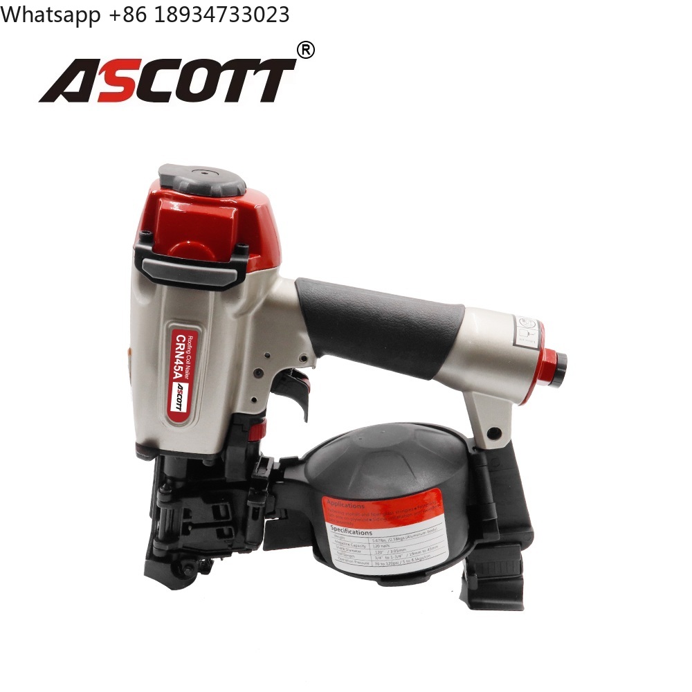 Coil Roofing Nailer Pneumatic 15 Degree - Lightweight and Well-balanced CRN45 Aluminum Pneumatic