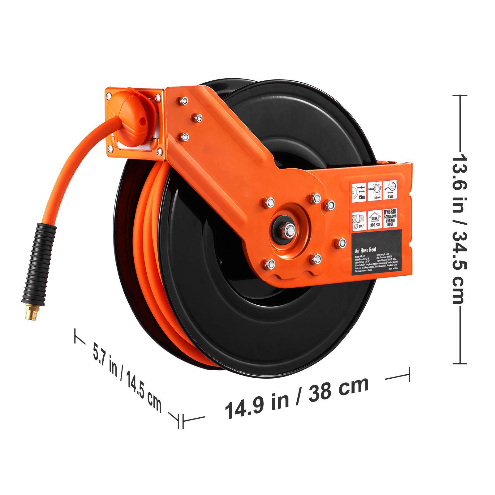 Retractable Air Hose Reel 3/8  - đánh giá và giá Air Compressor Air Hose 3/8 Hybrid 50Ft
