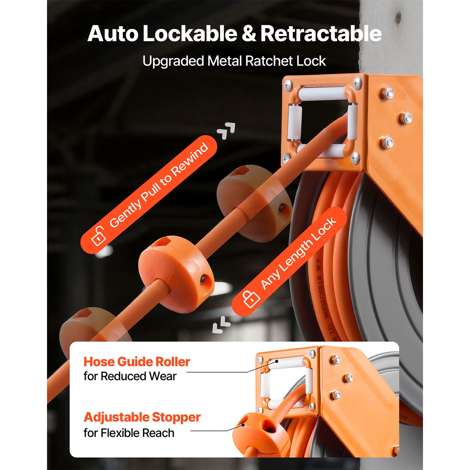 Retractable Air Hose Reel, 3/8 - đánh giá và giá Air Compressor Air Hose 3/8 Hybrid 50Ft