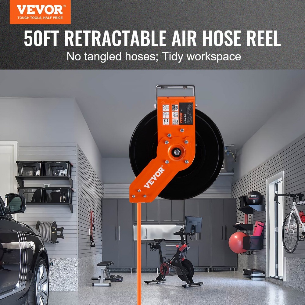 VEVOR Retractable Air Hose Ree - đánh giá và giá Air Compressor Air Hose 3/8 Hybrid 50Ft