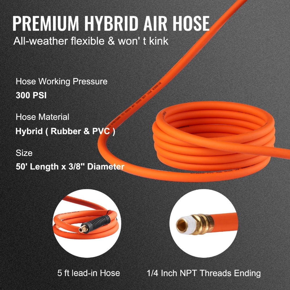 VEVOR Retractable Air Hose Ree - đánh giá và giá Air Compressor Air Hose 3/8 Hybrid 50Ft