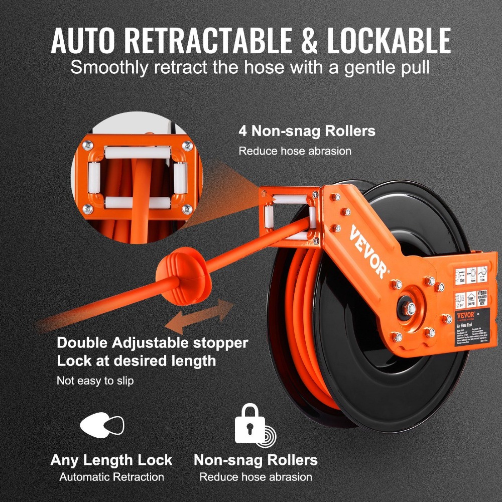 VEVOR Retractable Air Hose Ree - đánh giá và giá Air Compressor Air Hose 3/8 Hybrid 50Ft