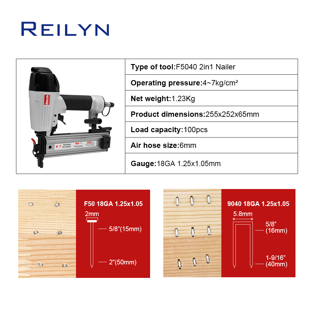 Reilyn 18Ga 2 IN 1 Pneumatic U - đánh giá và giá Pneumatic Flooring Nailer Stapler 2 In 1